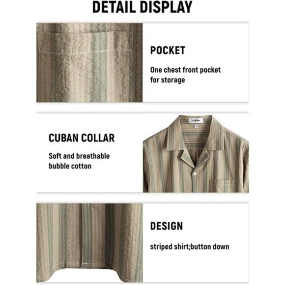 Men's Casual 2 Piece Outfits Short Sleeve Button Down Summer Set - Picture 6 of 7